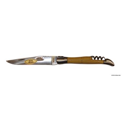 Laguiole Knife - Boxwood handle - Stainless Steel Mat bolster + Cork screw