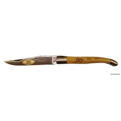 Laguiole Knife with Saling boat carved. Boxwood handle.