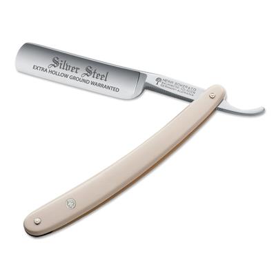 Böker Straight razor - Silver steel - 6/8 - Ivory plastic scales