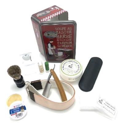 10-pieces shaving set - Thiers-Issard 6/8th straight razor and accessories