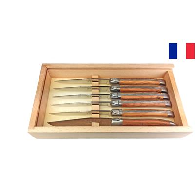 Set of 6 laguiole knives - 2 bolsters - Wood handle