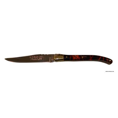 Laguiole knife - Red plexi handle - Brass Bolsters
