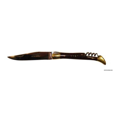 Laguiole Shiny Knife - Snakewood handle - Brass bolsters + CS