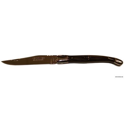Laguiole knife - Real black horn - Shiny stainless steel Blade and bolsters