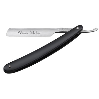 Böker straight rasor - 4/8 carbon steel blade - Black plastic scales