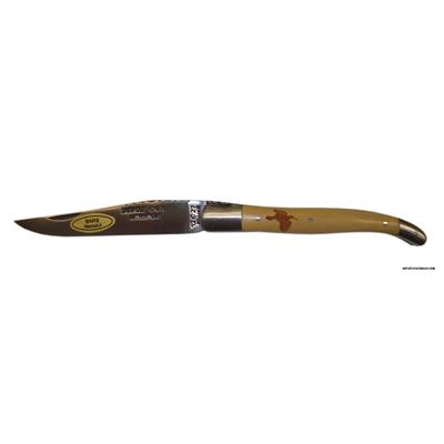 Laguiole Knife with woodcock carved. Boxwood handle.
