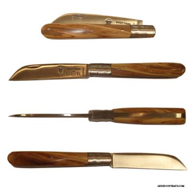 Gouttière knife - Olivewood handle