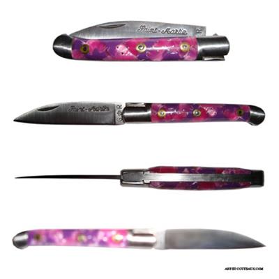 Saint Martin knife 10cm - Pink plexi handle