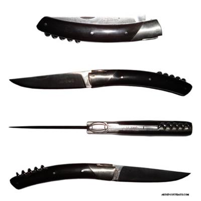 Thiers Pocket knife 11cm - 2 pieces Rugby style - Ebony handle