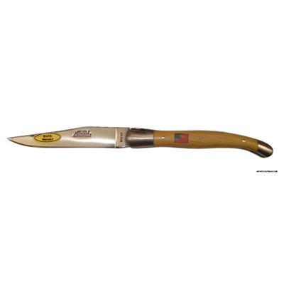 Engraved Laguiole knive - US Flag - Boxwood handle.