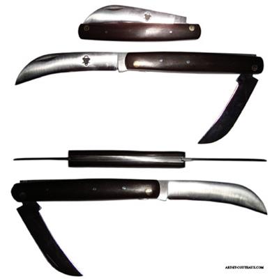 Couteau Piétin - 2 lames - Manche Ebène