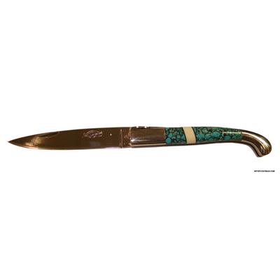 Couteau d'Art - Voyageur 2 mitres - Manche turquoise